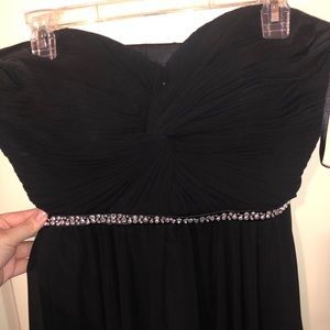 Black strapless corset prom dress